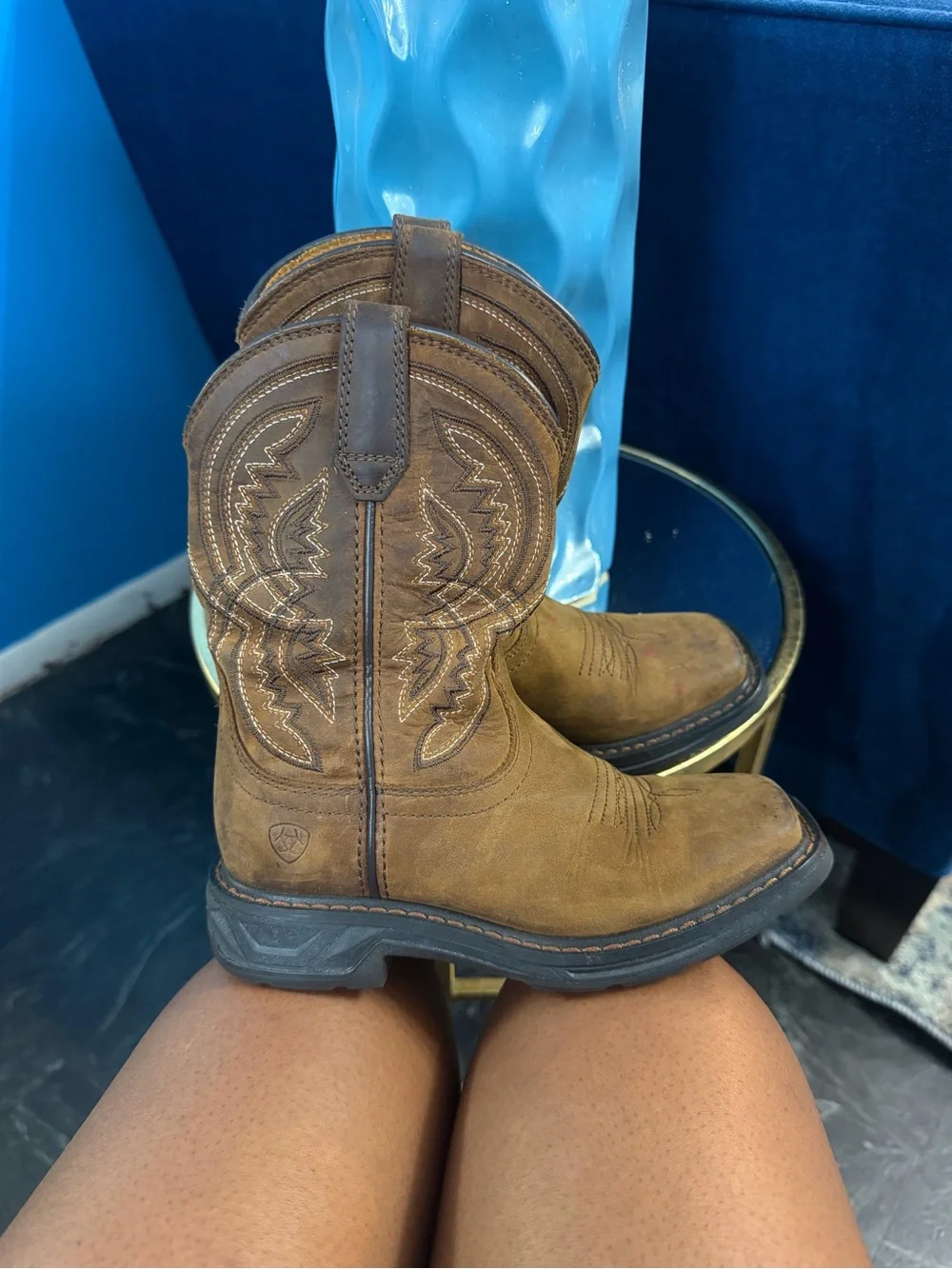 Ariat Tan/Brown Kids Western Pull-On Boots